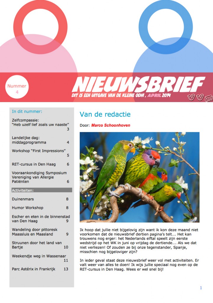 Verenigingsblad en nieuwsbrief Vereniging van Verlegen Mensen